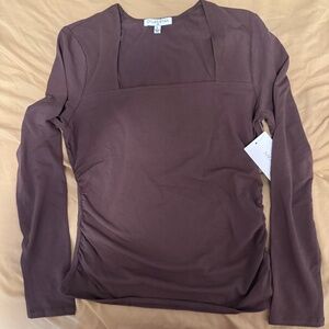 dylan ryan brown long sleeve shirt woman size large brand new
